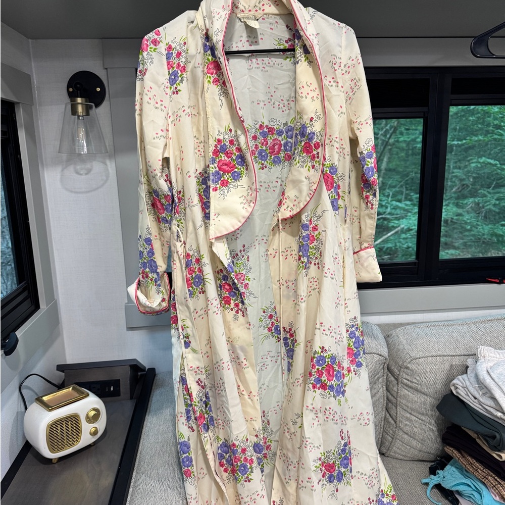 Dior Cream Floral Robe with Pink and Purple Details